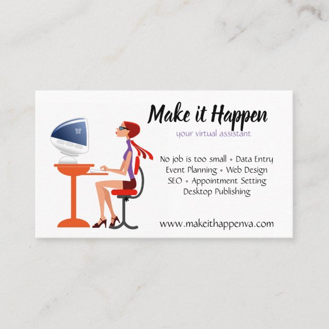 Citas Tarjeta de visita del asistente virtual del vector (Anverso)