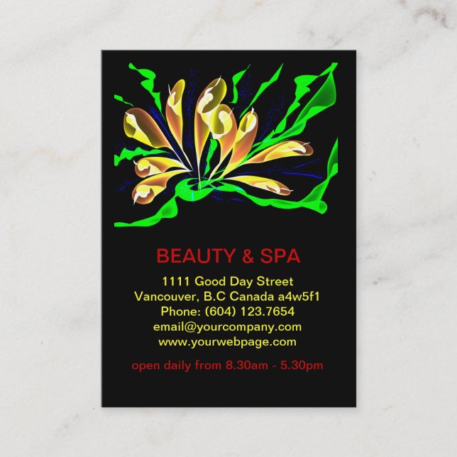 Citas Tarjeta de visita del salón del balneario de la (Anverso)