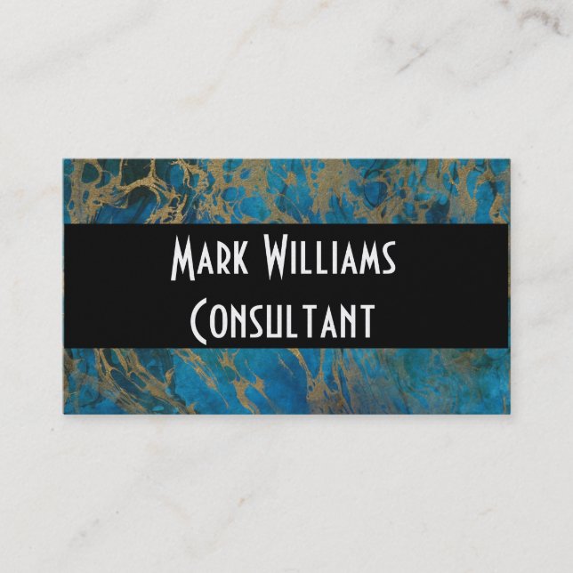 Citas Tarjeta de visita/Mármol azul y oro (Anverso)