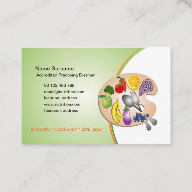 Citas Tarjeta de visita para el dietético y el (Anverso)