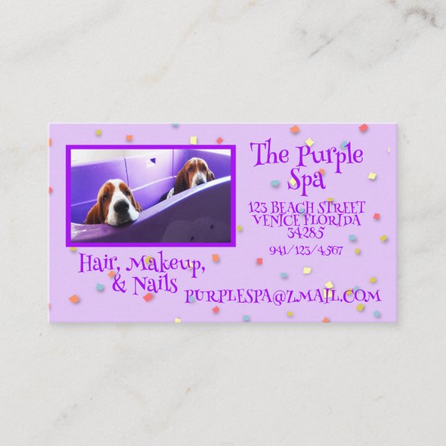 Citas Tarjeta de visita Purple Personalizable Spa (Anverso)