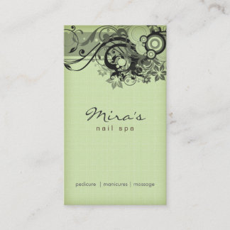 Citas Verde negro de lino floral de la tarjeta de visita