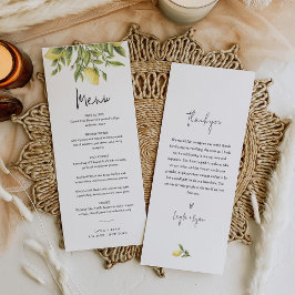 CITRON Lemon Citrus Boda Menú de cena