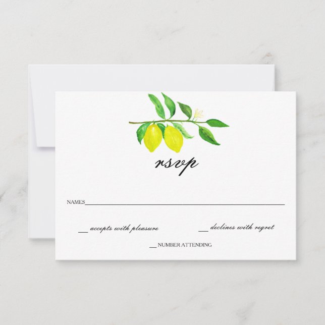 Citrus acuarela/Boda limón RSVP (Anverso)