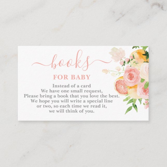 Citrus Baby Shower Books para la tarjeta de bebé (Anverso)