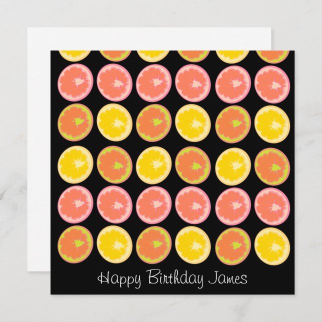 Citrus Candy Lemon Fruit Pattern Cumpleaños (Anverso / Reverso)