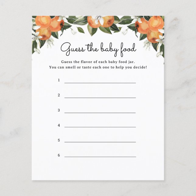 Citrus Cutie Adivinan La Tarjeta De Juego De Alime (Anverso)