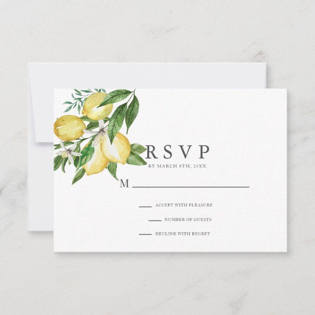 Citrus Lemon Floral Watercolor RSVP (Anverso)