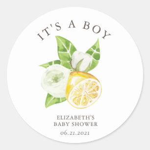 citrus limón árbol baby ducha Es un niño Pegatina