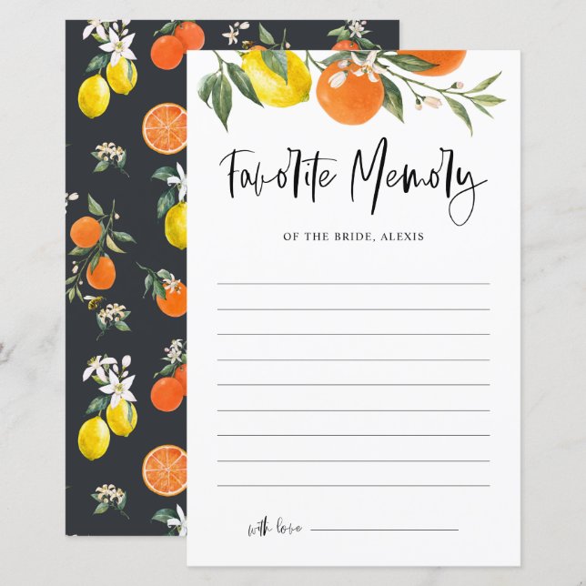 Citrus Memoria favorita botánica de la tarjeta de  (Anverso / Reverso)