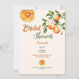 Citrus naranja Bridal ducha fecha de invitación