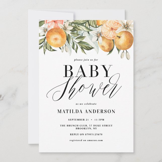 Citrus, naranja + ducha de bebé con flores (Anverso)