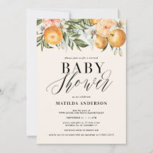 Citrus, naranja + ducha de bebé virtual con flores