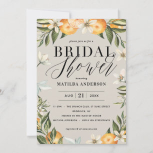 Citrus, naranja + fiesta de ducha de novia con flo