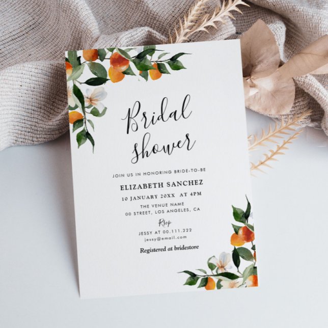 citrus naranja foliage novia ducha invitación (Subido por el creador)