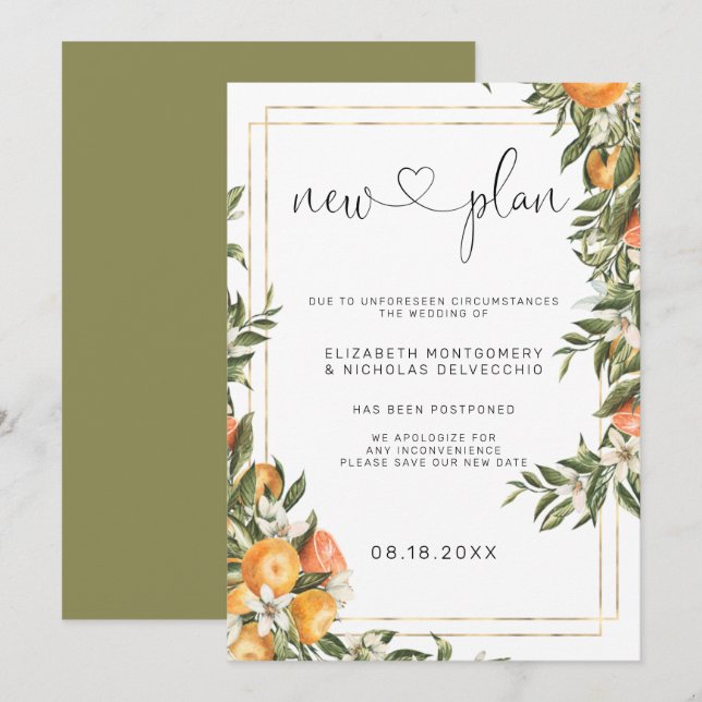Citrus Orchard | Invitación Boda pospuesta (Anverso / Reverso)