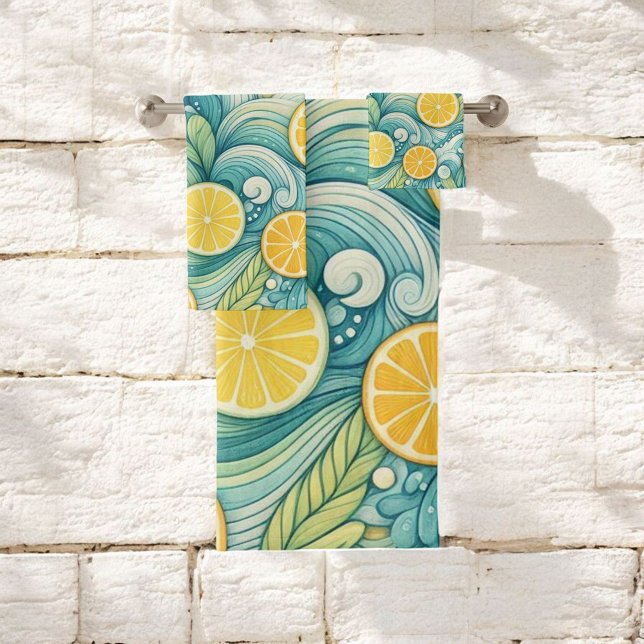 Citrus Spa Whimsical Watercolor Lemon & Lime Bath (Subido por el creador)