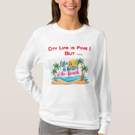 City Life Vs Beach Life Camiseta Negra