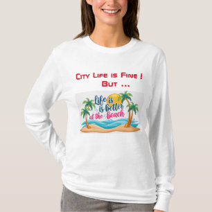 City Life Vs Beach Life Camiseta Negra