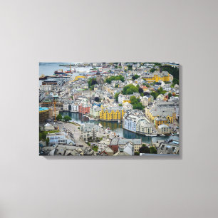 Ciudad Alesund, impresión de Nouveau del arte de