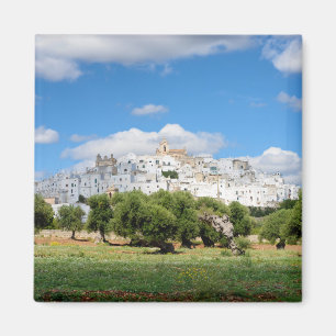 Ciudad blanca Ostuni con los olivos, imán de