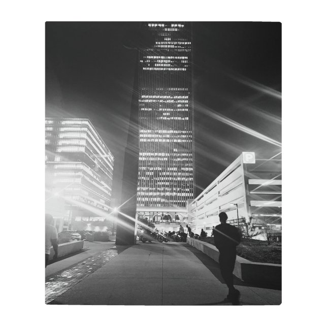 Ciudad blanca y negra iluminan arte mural Metaliza (Anverso)