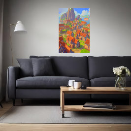 Ciudad cerca del océano | Poster de arte de IA