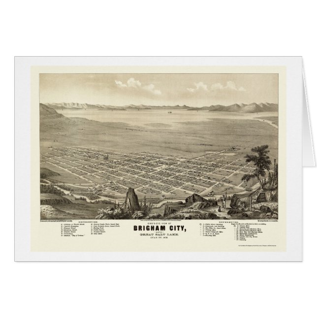 Ciudad de Brigham, mapa panorámico de UT - 1875 (Anverso (Horizontal))
