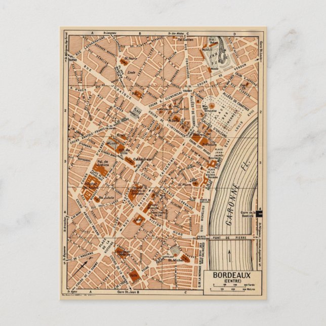 Ciudad de Burdeos Francia Postal Antigua (Anverso)