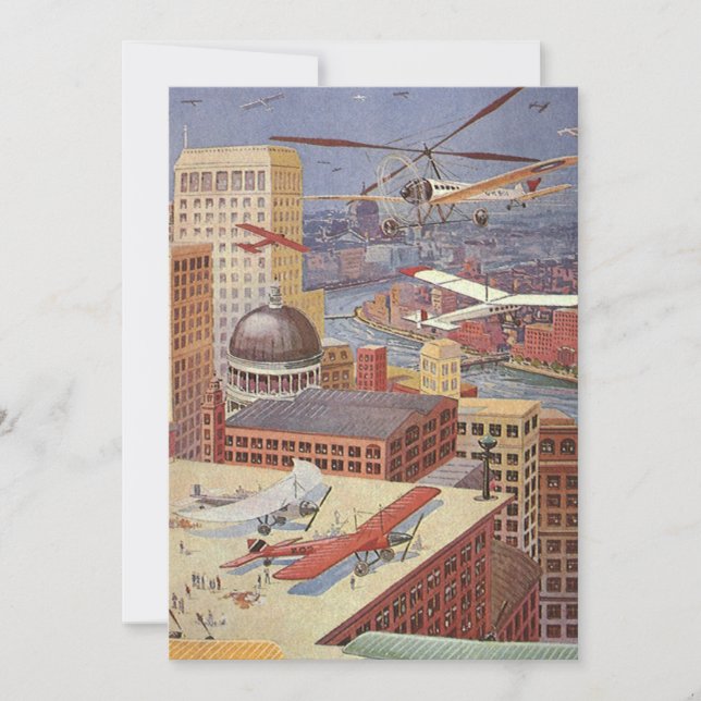 Ciudad de ciencia ficción vintage, steampunk victo (Anverso)