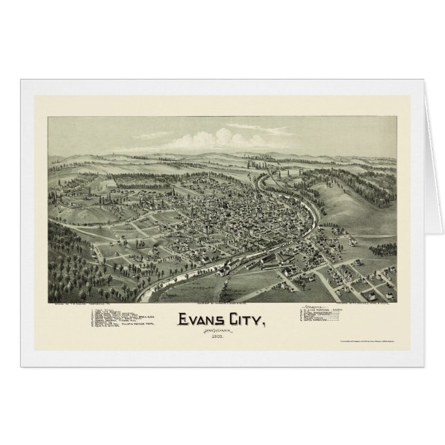 Ciudad de Evans, mapa panorámico del PA - 1900 (Anverso (Horizontal))