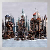 Ciudad de fantasía futurista Arte de horizonte de 