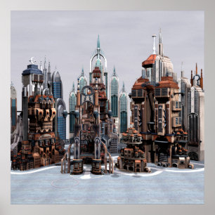 Ciudad de fantasía futurista Arte de horizonte de