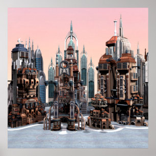 Ciudad de Fantasía Futurista Arte de horizonte de 