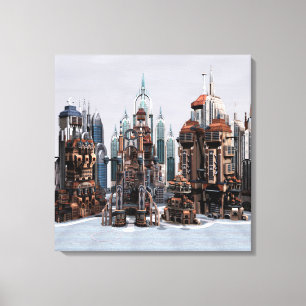 Ciudad de fantasía futurista Arte de horizonte urb
