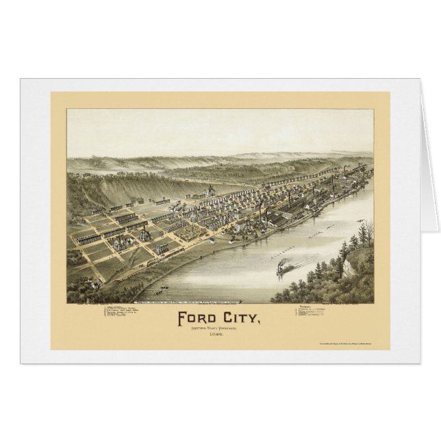 Ciudad de Ford, mapa panorámico del PA - 1896 (Anverso (Horizontal))