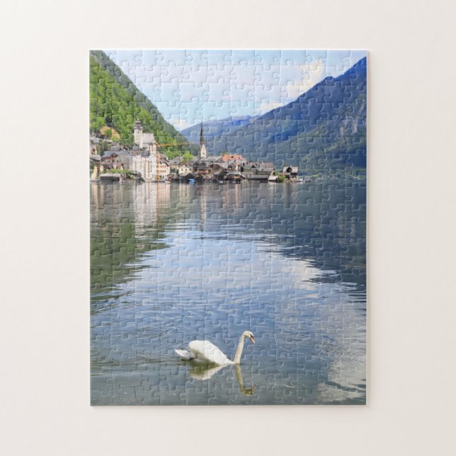 Ciudad de Hallstatt del rompecabezas y lago de (Vertical)