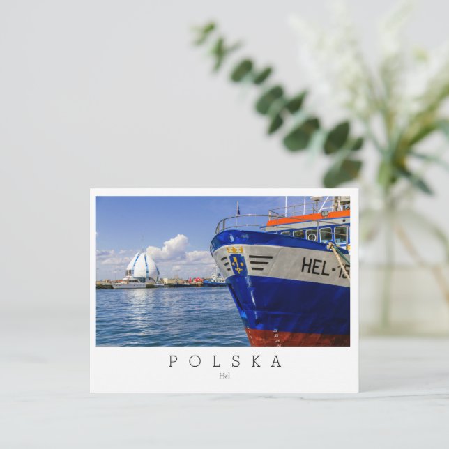 Ciudad de Hel, costa, Polonia, Polska, postal (Anverso de pie)