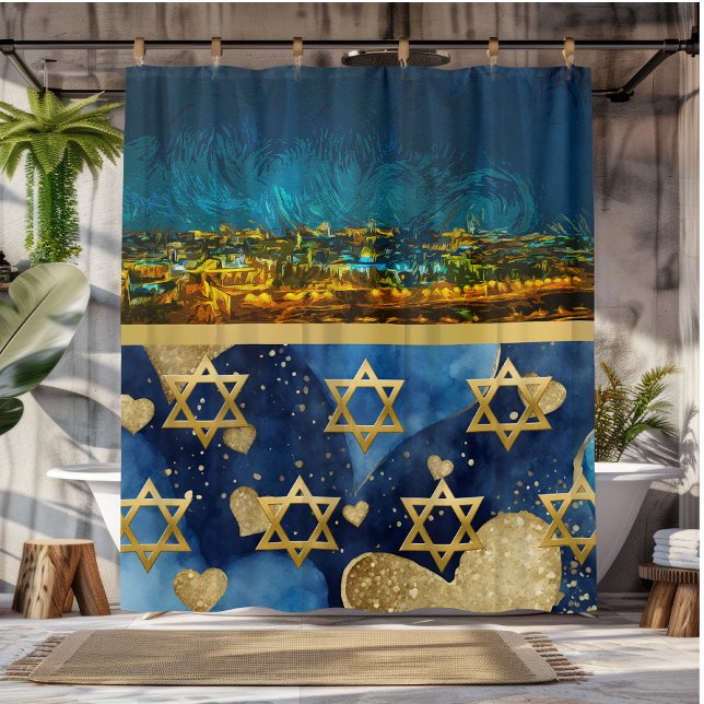 Ciudad de Jerusalén en la cortina de ducha nocturn (Subido por el creador)