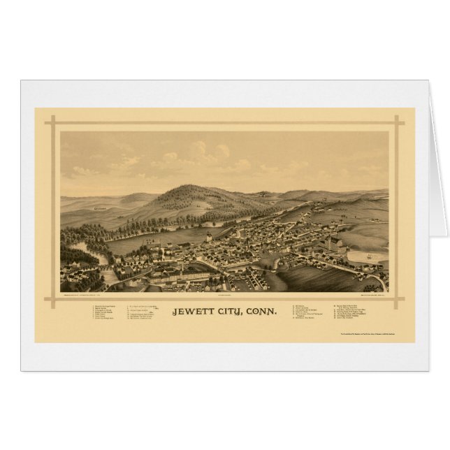 Ciudad de Jewett, mapa panorámico del CT - 1889 (Anverso (Horizontal))