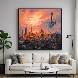 Ciudad de la espada - Diseño de arte de fantasía m