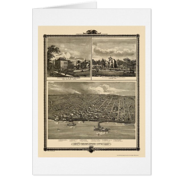 Ciudad de Muscatine, mapa panorámico de IA - 1875 (Frente)