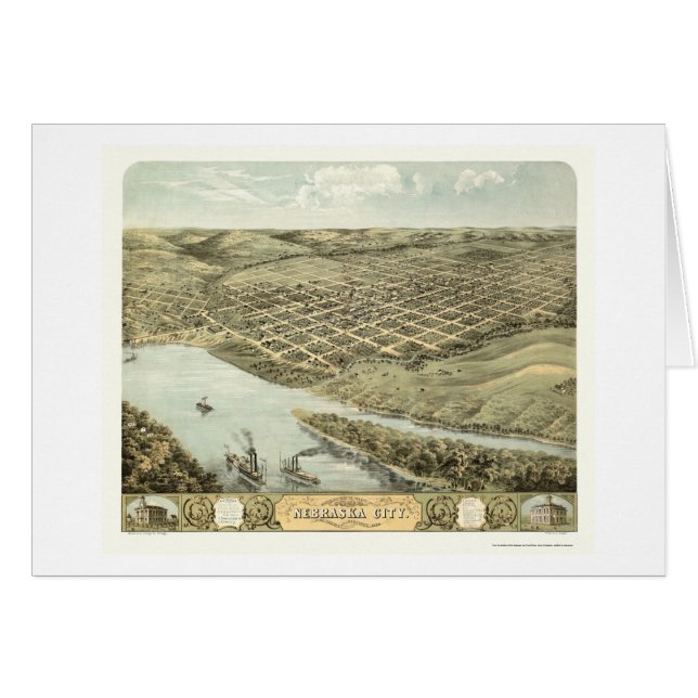 Ciudad de Nebraska, mapa panorámico del NE - 1868 (Anverso (Horizontal))