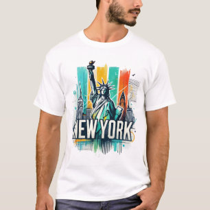 Ciudad de Newyork con estatua de la camiseta de la
