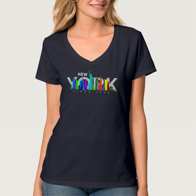 Ciudad de Nueva York | Camiseta de cuello V para m (Anverso)