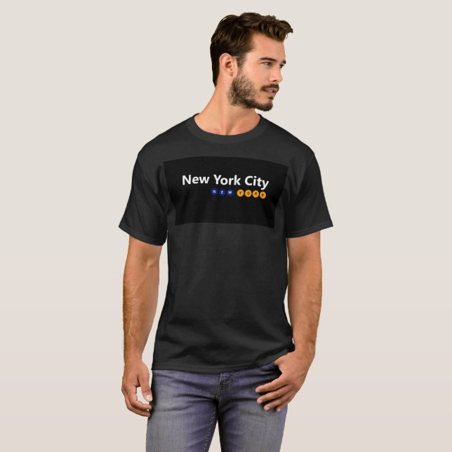 Ciudad de Nueva York, camiseta oscura básica mascu (Anverso completo)