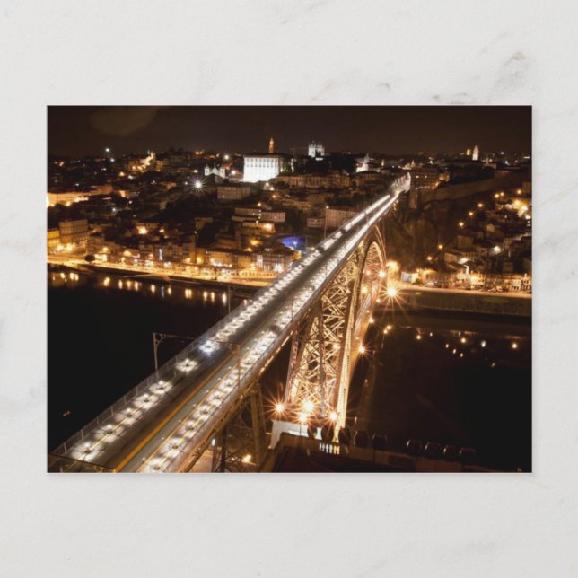 Ciudad de Oporto por noche postal (Anverso)