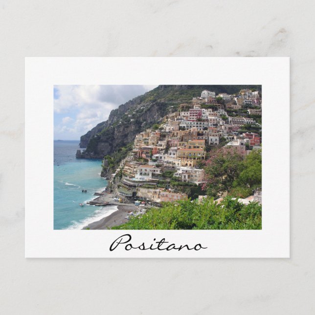 Ciudad de Positano en la costa de Amalfi postal bl (Anverso)