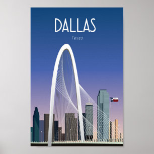 Ciudad de póster de viajes de Dallas Texas