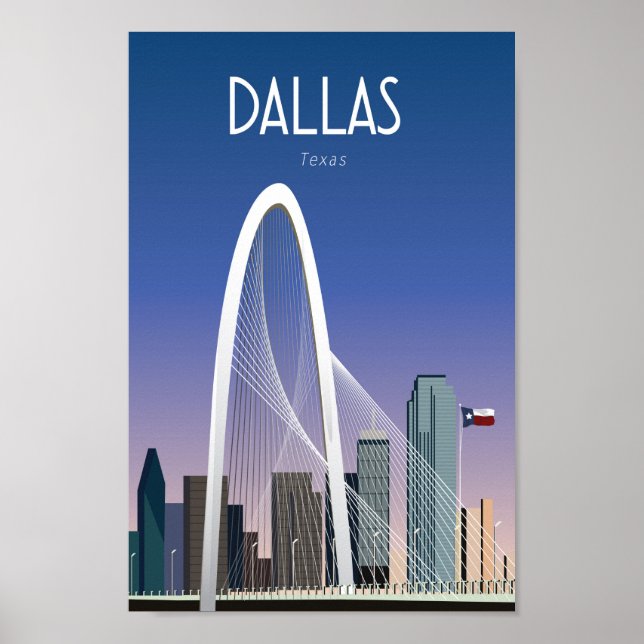 Ciudad de póster de viajes de Dallas Texas (Frente)